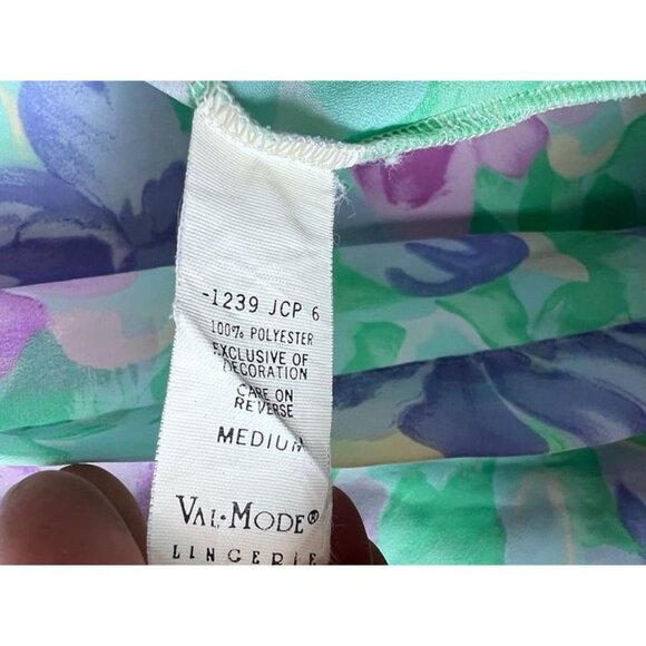 Val Mode Kimono Robe Purple Floral with Belt Short Sleeve Polyester Medium - Picture 4 of 10